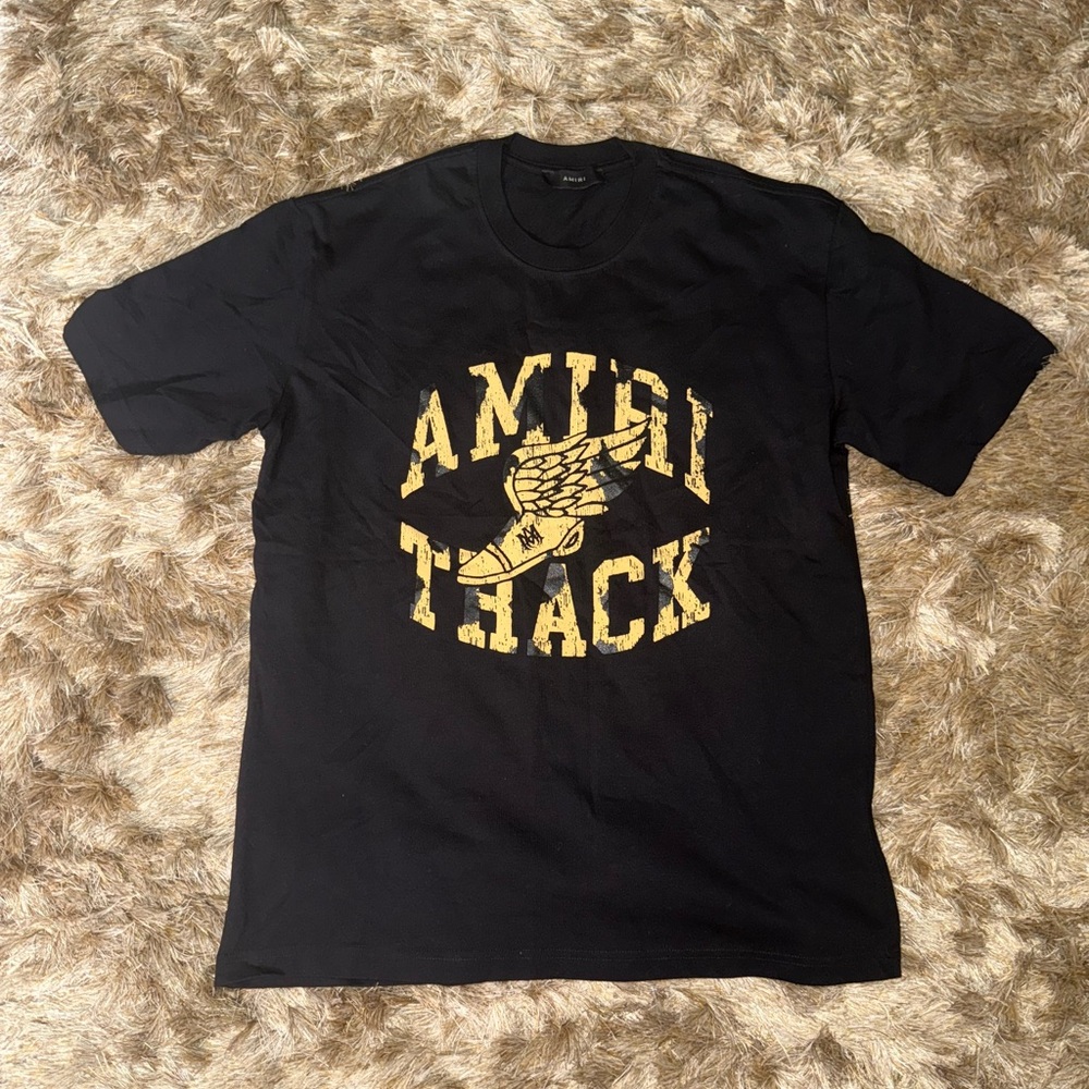 AMIRI TRACK Black Tee with Gold Winged Graphic